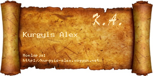 Kurgyis Alex névjegykártya