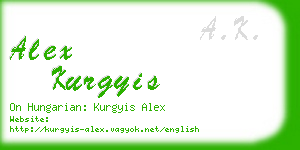 alex kurgyis business card